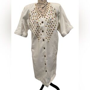 Elegant White Studded Dress